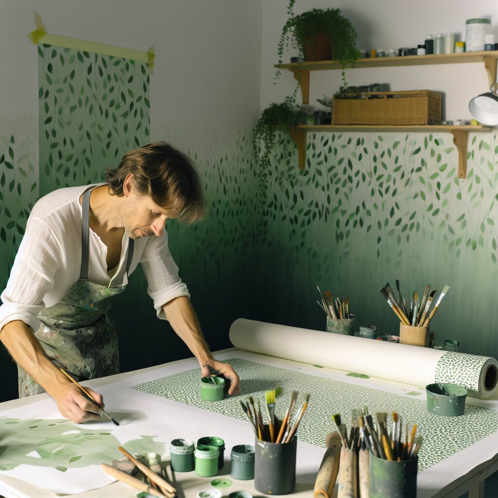 Revigorez votre Maison avec le Papier Peint sur Mesure Français : La Convergence entre l'Impression Écologique et l'Art Mural Panoramique 18 artiste crant un papier peint cologique 1024x1024 99637638